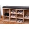 Basicwise Natural Wooden Shoe Cubicle Storage Entryway Bench with Soft Cushion for Seating QI003385 - alternate 2